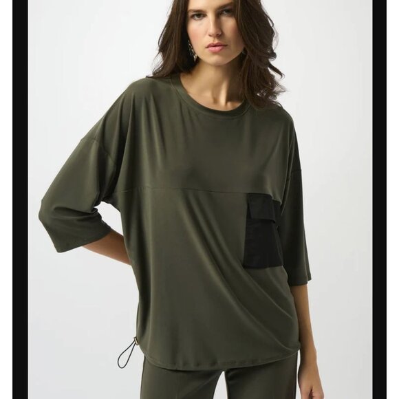 NWT Joseph Ribkoff Cocoon Top Tee Green Black Size 14 - Picture 1 of 5